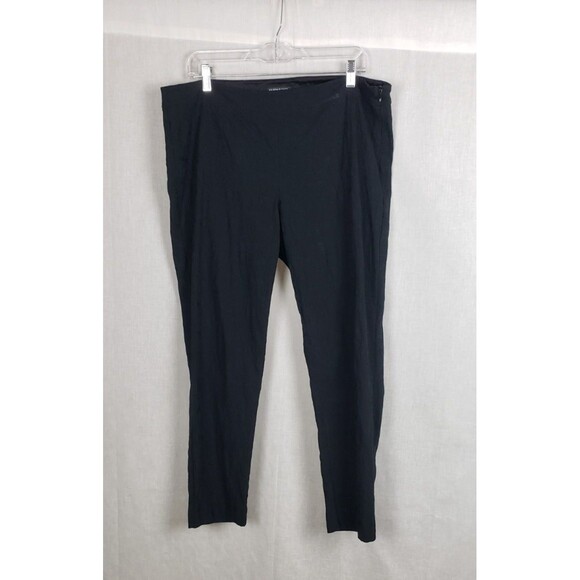 EILEEN FISHER Black Crepe Ankle Pants L Stretchy Casual Comfort Minimalist - Picture 1 of 5